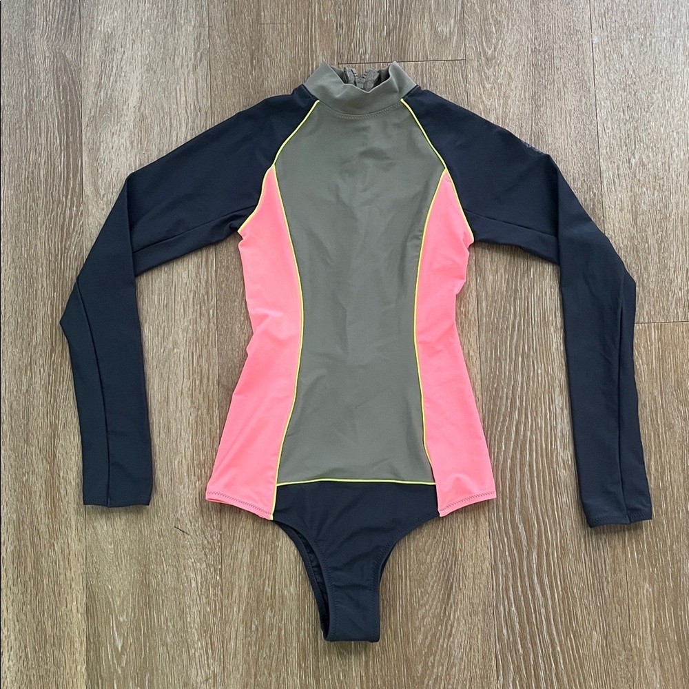 Rip Curl Maverick Rash Guard surf suit swimsuit Zip Up Color Block One Piece XS - Picture 5 of 10